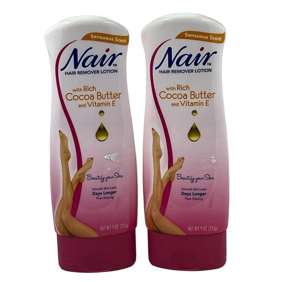 Nair Hair Remover Lotion‎ with Cocoa Butter & Vitamin E 9 oz Ea Lot Of 2 - Picture 1 of 4